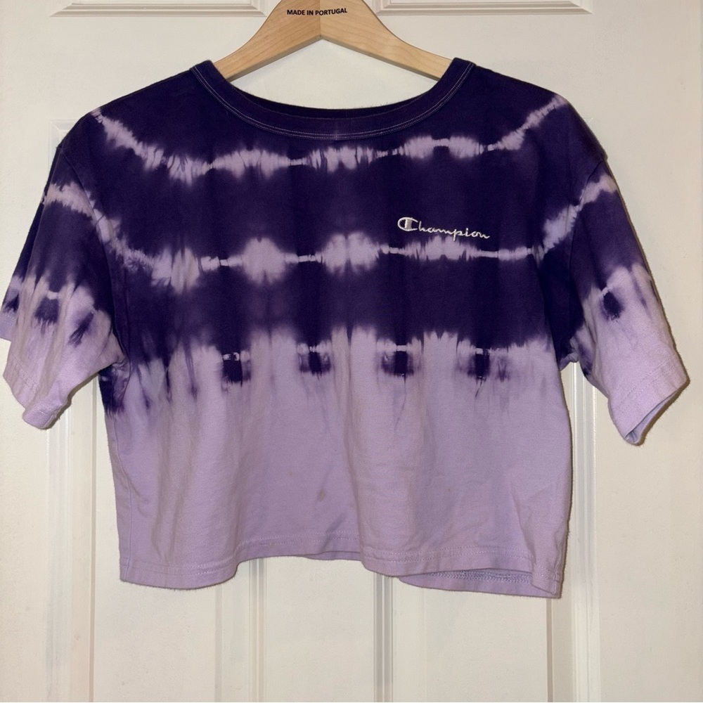 Champion Purple Tie-Dye Crop Top - Small